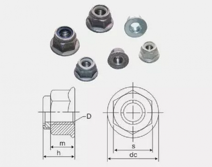 High Strength Hex Flange Nut , Prevailing Torque Type Hexagon Flange Nut