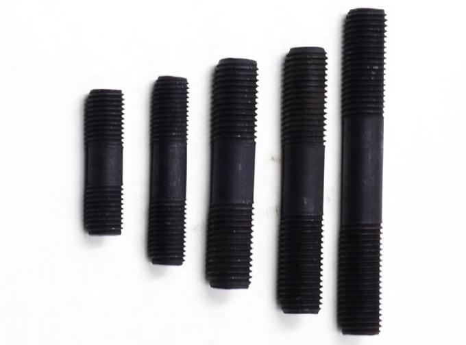 Industrial Carbon Steel Double Ended Bolts M4 M48 With Nuts Black Color