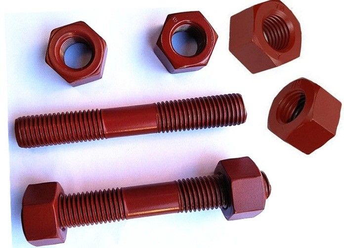 High Temperature Resistant PTFE Double End Threaded Stud Bolts With Nuts