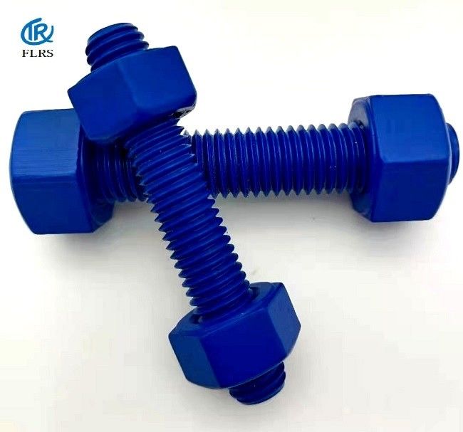Steel Teflon Coated Stud Bolts Ptfe Double Ended Threaded Bolt With Nuts