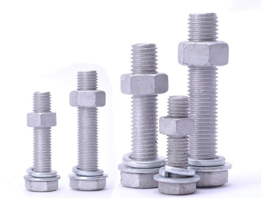 Hot Dip Galvanized Hex Head Bolts with Plain Washers, Spring Washers and Hex Nut Used for Photovoltaic, Wind, Electricity