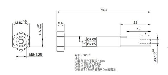 Partial Thread SS316 Hex Head Bolt For Sea Fishing Rod